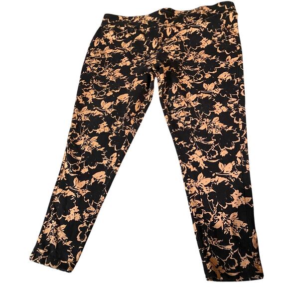 Terra & Sky Patterned 2XL Leggings Black & Tan Abstract Pattern Comfort Casual - Picture 2 of 5